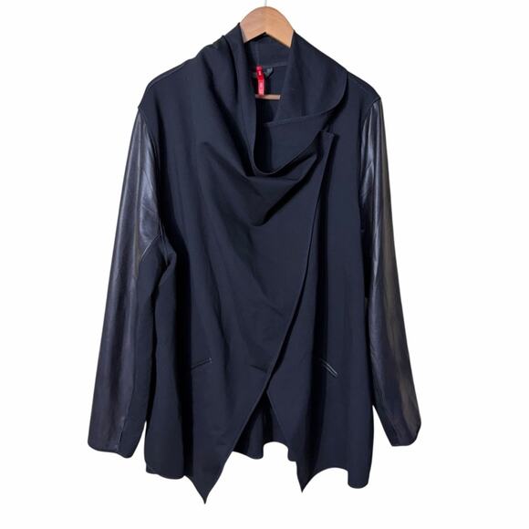 Spanx Drape Front Faux Leather Convertible Jacket in Black Size 3X - Picture 6 of 9